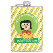 Elke bloem bloeit in haar eigen tijd heupfles (Voorkant)