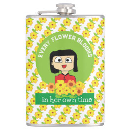 Elke bloem bloeit in haar eigen tijd heupfles