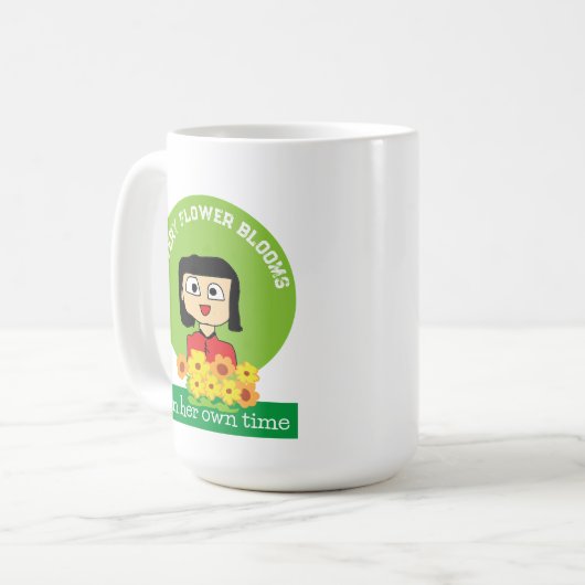 Elke bloem bloeit in haar eigen tijd koffiemok (Voorkant links)