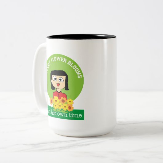 Elke bloem bloeit in haar eigen tijd tweekleurige koffiemok (Voorkant links)