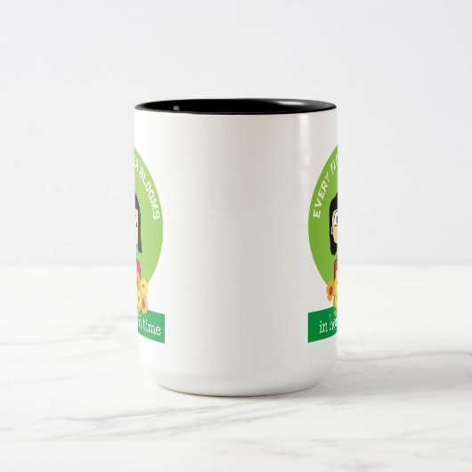 Elke bloem bloeit in haar eigen tijd tweekleurige koffiemok (Center)