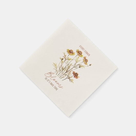 Elke bloem bloeit in zijn eigen tijd - rustieke bl servet (Hoek)