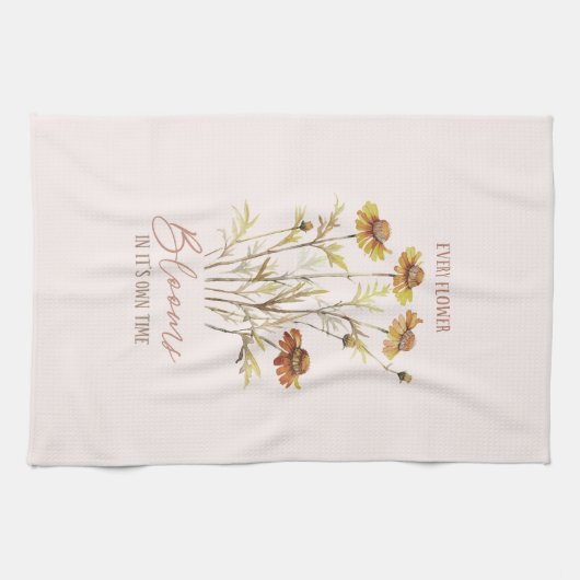 Elke bloem bloeit in zijn eigen tijd - rustieke bl theedoek (Horizontaal)