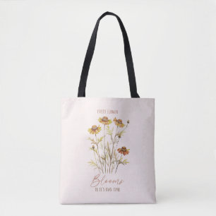 Elke bloem bloeit in zijn eigen tijd - rustieke bl tote bag