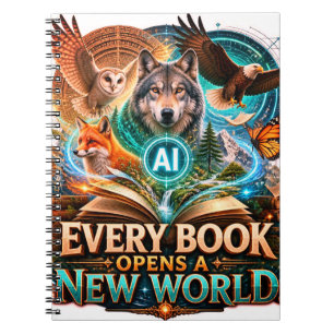 • Elke Boek Opent Een Nieuwe Wereld Notitieboek -