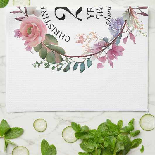 Elke bruiloft (25) Elegant Floral Jubileum Theedoek (Gevouwen)