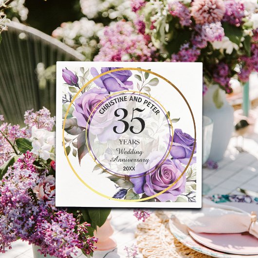 Elke bruiloft (35) Goud Lijst Rozen Jubileum Servet