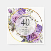 Elke bruiloft (40) Goud Lijst Rozen Jubileum Servet (Voorkant)
