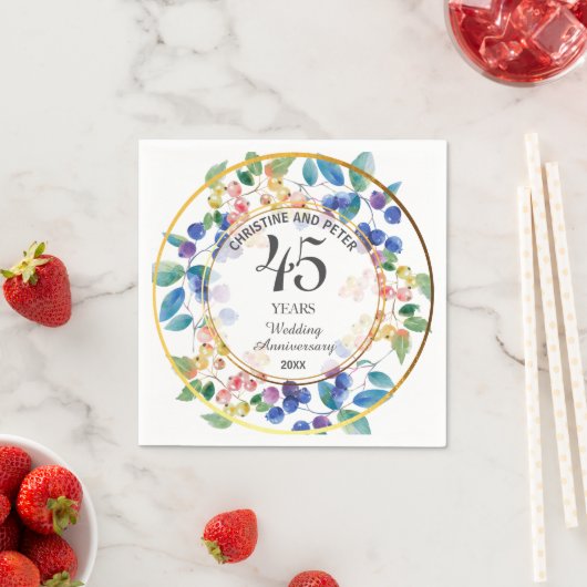 Elke bruiloft (45) Jubileum gouden Lijst bessen Servet (Insitu)