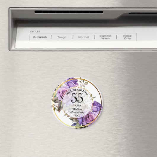 Elke bruiloft (55) Goud Lijst Rozen Jubileum Magneet (Insitu (Vaatwasser))