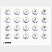 Elke bruiloft (60) Elegant Blauw Bloemen Jubileum Ronde Sticker (Vel)