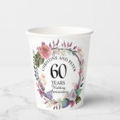 Elke bruiloft (60) Elegant Floral Jubileum Papieren Bekers (Voorkant)
