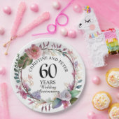 Elke bruiloft (60) Elegant Floral Jubileum Papieren Bordje (Feest)