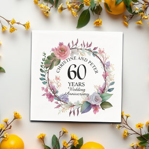 Elke bruiloft (60) Elegant Floral Jubileum Servet
