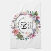 Elke bruiloft (60) Elegant Floral Jubileum Theedoek (Verticaal)