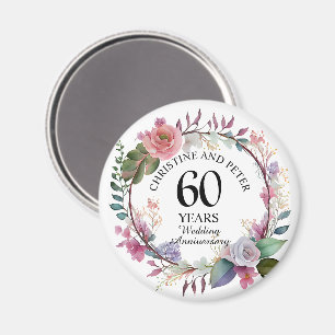 Elke bruiloft (60) Elegante Bloemen Jubileum gunst Magneet