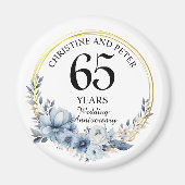 Elke bruiloft (65) Elegant Blauw Bloemen Jubileum Magneet (Voorkant)