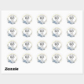 Elke bruiloft (65) Elegant Blauw Bloemen Jubileum Ronde Sticker (Vel)
