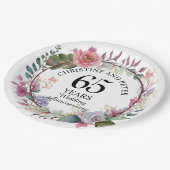 Elke bruiloft (65) Elegant Floral Jubileum Papieren Bordje (Gekanteld)