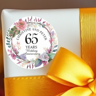 Elke bruiloft (65) Elegant Floral Jubileum Ronde Sticker