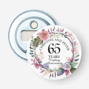 Elke bruiloft (65) Elegante Bloemen Jubileum gunst Button Flesopener