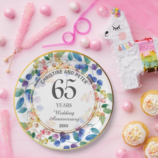 Elke bruiloft (65) Jubileum gouden Lijst bessen Papieren Bordje (Feest)