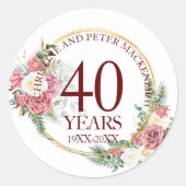 Elke bruiloft Blush Rozen Jubileum Ronde Sticker (Voorkant)