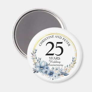 Elke bruiloft Elegant Blauw Bloemen Jubileum Magneet