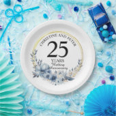 Elke bruiloft Elegant Blauw Bloemen Jubileum Papieren Bordje (Feest)