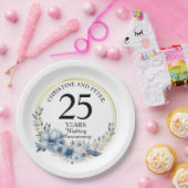 Elke bruiloft Elegant Blauw Bloemen Jubileum Papieren Bordje (Feest)