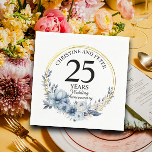 Elke bruiloft Elegant Blauw Bloemen Jubileum Servet
