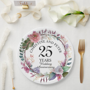 Elke bruiloft Elegant Bloemen Jubileum Papieren Bordje