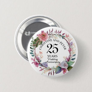 Elke bruiloft Elegant Bloemen Jubileum Ronde Button 5,7 Cm