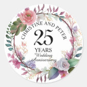 Elke bruiloft Elegant Bloemen Jubileum Ronde Sticker (Voorkant)