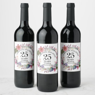 Elke bruiloft Elegant Bloemen Jubileum Wijn Etiket