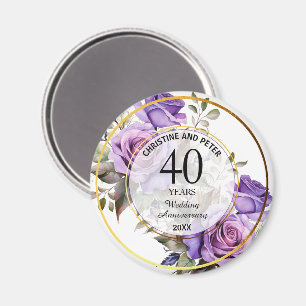 Elke bruiloft gouden Lijst Paarse Rozen Jubileum Magneet