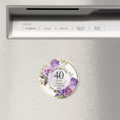 Elke bruiloft gouden Lijst Paarse Rozen Jubileum Magneet (Insitu (Vaatwasser))