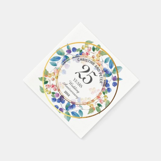 Elke bruiloft Jubileum (25) gouden Lijst bessen Servet (Hoek)