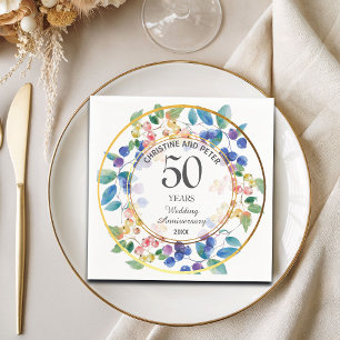 Elke bruiloft Jubileum (50) gouden Lijst bessen Servet