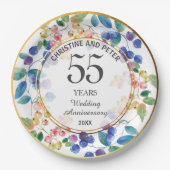 Elke bruiloft Jubileum (55) Gouden Lijst bessen Papieren Bordje (Voorkant)
