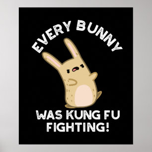 Elke Bunny Kung Fu Vechtende Konijn Punt Donkere B Poster