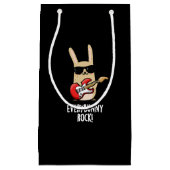 Elke Bunny Rock Funny Animal Rabbit Pun Dark BG Klein Cadeauzakje (Voorkant)