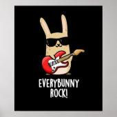 Elke Bunny Rock Funny Animal Rabbit Pun Dark BG Poster (Voorkant)