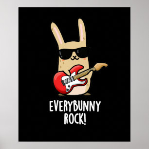 Elke Bunny Rock Funny Animal Rabbit Pun Dark BG Poster