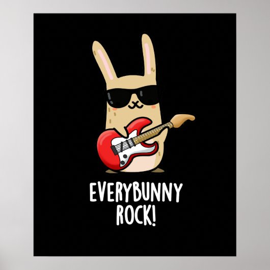 Elke Bunny Rock Funny Animal Rabbit Pun Dark BG Poster (Voorkant)