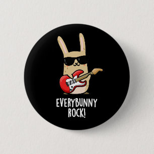 Elke Bunny Rock Funny Animal Rabbit Pun Dark BG Ronde Button 5,7 Cm