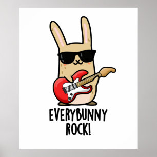 Elke Bunny Rock Funny Animal Rabbit Pun Poster