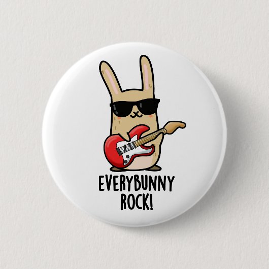 Elke Bunny Rock Funny Animal Rabbit Pun Ronde Button 5,7 Cm (Voorkant)