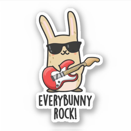 Elke Bunny Rock Funny Animal Rabbit Pun Sticker (Voorkant)