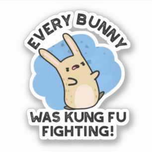Elke Bunny was Kung Fu die tegen Funny Rabbit Pun Sticker